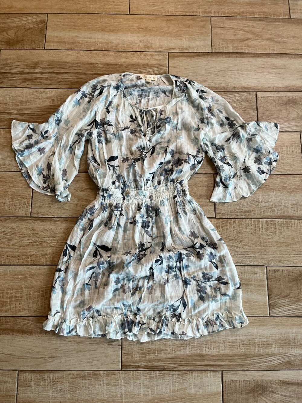 Womens Lovestitch White/Blue Mini Dress - S